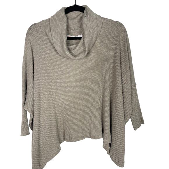 Free People Beach Small Taupe World Traveler Cowl Neck Open Back Thermal Top - Picture 1 of 12